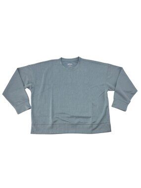 Kirkland Signature Women's Ribbed Crewneck | Light Blue | Large **NEW